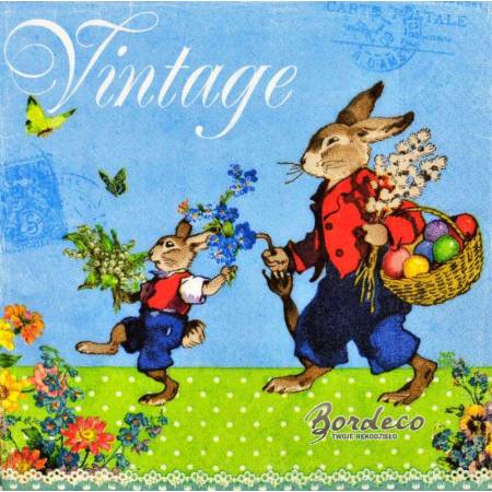 Serwetka do decoupage zajączki vintage 33x33 firmy PAPER+