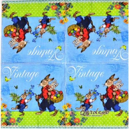 Serwetka do decoupage zajączki vintage 33x33 firmy PAPER+