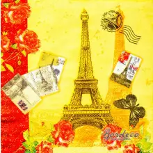 Serwetka decoupage wieża Eiffla vintage 33x33 7&7 Unikat