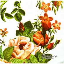 Serwetka decoupage kwiaty w łososiowej tonacji kolorystycznej 33x33 AHA Unikat