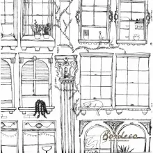 Serwetka decoupage okna w starej kamienicy 33x33 AHA Unikat