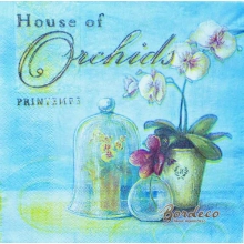 Serwetka do decoupage orchidee, storczyki na niebieskim tle 33x33 AHA