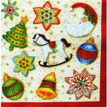 Serwetka do decoupage ozdoby choinkowe 33x33 AHA Unikat