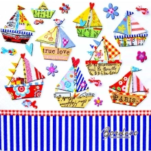 Serwetka do decoupage patchworkowe żaglówki 33x33 AHA