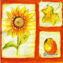 Serwetka do decoupage słonecznik, liść i owoc 33x33 AHA Unikat