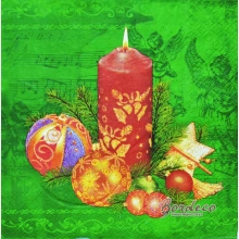 Serwetka do decoupage stroik na zielonym tle 33x33 AHA