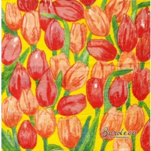 Serwetka do decoupage czerwone i pomarańczowe tulipany 33x33 AHA Unikat