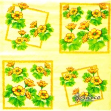 Serwetka do decoupage żółte kwiatuszki w ramkach 33x33 AHA