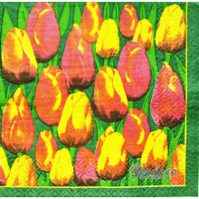 Serwetka do decoupage żółto-czerwone tulipany 33x33 AHA