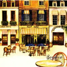 Serwetka do decoupage kamieniczki z kawiarenką AMBIENTE Unikat