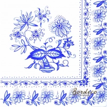 Serwetka do decoupage niebieskie ludowe wzory kwiatowe 33x33 Ambiente