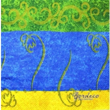 Serwetka do decoupage żłóto niebiesko zielona tapeta 33x33 Atelier Unikat