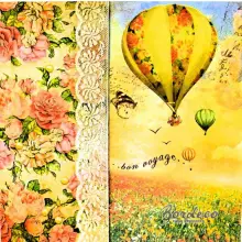 Serwetka do decoupage róże i balon 33x33 AMBIENTE Unikat