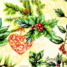 Serwetka do decoupage ostrokrzew i serce zawieszka  33x33 Ambiente Unikat