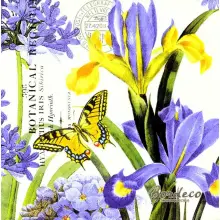 Serwetka do decoupage fioletowe kwiaty i motyl 33x33 Ambiente Unikat