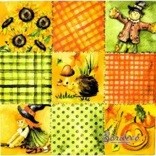 Serwetka do decoupage jesienny patchwork 33x33 Ambiente Unikat