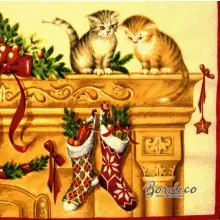 Serwetka do decoupage kotki na kominku 33x33 Ambiente Unikat