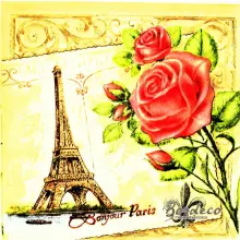 Serwetka do decoupage  Paryż i róża vintage 33x33 Ambiente Unikat