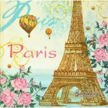 Serwetka do decoupage wieża Eiffla w różach 33x33 Ambiente Unikat