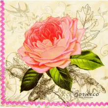 Serwetka do decoupage duży kwiat różowej róży 33x33 PAPSTAR Unikat