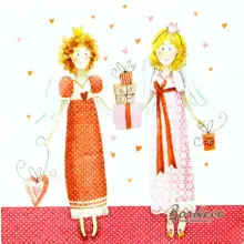 Serwetka do decoupage dwa aniołki z prezentami 25x25 Atelier Unikat