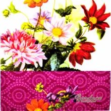 Serwetka do decoupage kwiaty dalie, georginie 33x33 Atelier Unikat