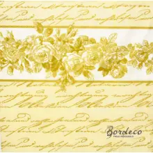 Serwetka do decoupage list ze złotymi różami 33x33 Atelier Unikat