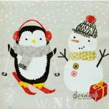 Serwetka do decoupage pingwinek i bałwanek 33x33 Atelier Unikat