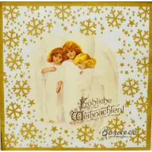 Serwetka do decoupage trzy aniołki i złote śnieżynki 33x33 Atelier Unikat