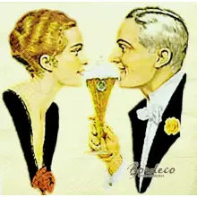 Serwetka do decoupage para wznosi toast szampanem, retro 33x33 AVANT GARDE. Unikat.