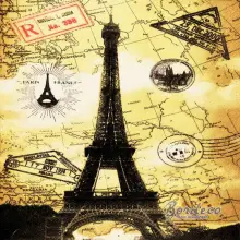 Serwetka do decoupage wieża Eiffla, vintage 33x33 BRAUN+Company Unikat