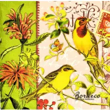 Serwetka do decoupage rajskie ptaki i kwiaty 33x33 COLOURFUL Unikat