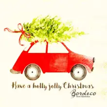 Serwetka do decoupage czerwone auto z choinką na dachu  33x33 CLAYRE@EEF Unikat