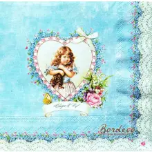 Serwetka do decoupage portret dziewczynki z kotem  33x33 CLAYRE@EEF Unikat