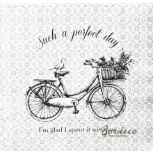 Serwetka do decoupage rower z koszem wiklinowym i ptaszkiem 33x33 CLAYRE@EEF Unikat