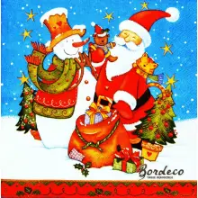 Serwetka do decoupage Mikołaj z bałwanem 33x33 DAISY Unikat