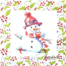 Serwetka do decoupage bałwanek w kapeluszu 33x33 DAISY