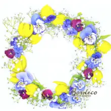 Serwetka do decoupage wianek z bratków i tulipanów 33x33 DAISY