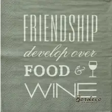 Serwetka do decoupage Friendship develop over food & wine 33x33 DUKA Unikat