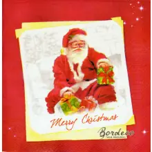 Serwetka do decoupage Mikołaj z prezentami 33x33 DUNI. Unikat