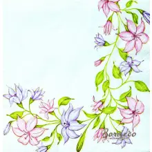 Serwetka do decoupage malowane różowe i fioletowe kwiaty 33x33 DAISY Unikat