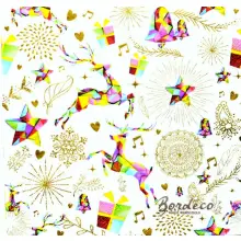 Serwetka do decoupage tęczowe jelenie, gwiazdki i dzwonki 33x33 Daisy Unikat