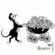 Serwetka do decoupage kocia mama z kociętami w wózku 33x33 EDITIONS CLOUET Unikat