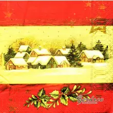 Serwetka do decoupage widok domków zimą 33x33 GOOD DAY Unikat