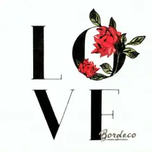 Serwetka do decoupage napis LOVE  z różą 33x33 H&M Unikat