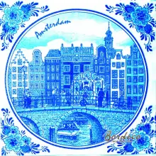 Serwetka do decoupage Amsterdam, malowana kafla 33x33 HANKE Unikat