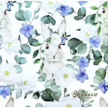 Serwetka do decoupage biały zajączek 33x33 seria QUEEN