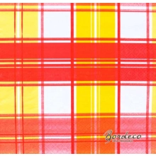 Serwetka do decoupage czerwono żółto biała kratka 33x33 HAPPY PAPER Unikat