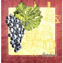 Serwetka do decoupage ciemne winogrono, beczki z winem 33x33 HARMONY, Unikat