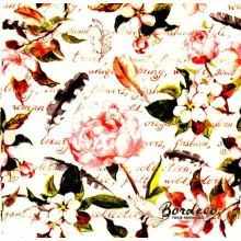 Serwetka do decoupage różowe kwiaty i piórka 33x33 HARMONY, Unikat
